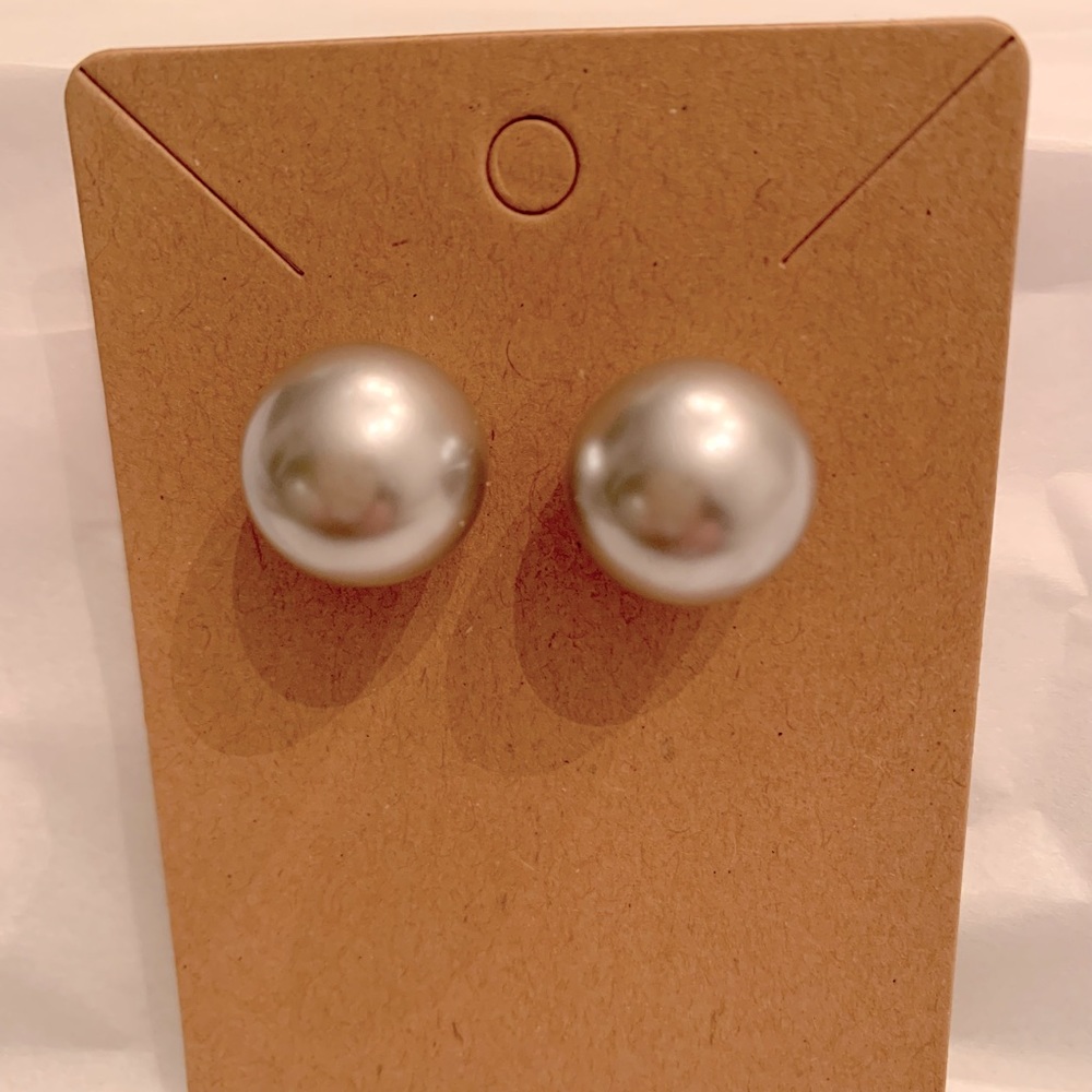 New Faux Pearl Studs- Silver